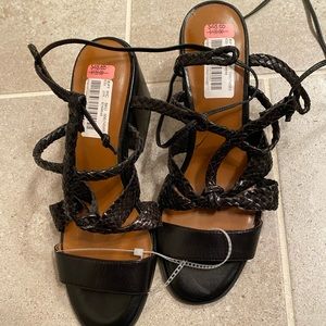 Genuine leather strappy heels